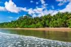 Surf and coconut palms at Playa Matapalo, Puntarenas Province, Costa Rica Art Print
